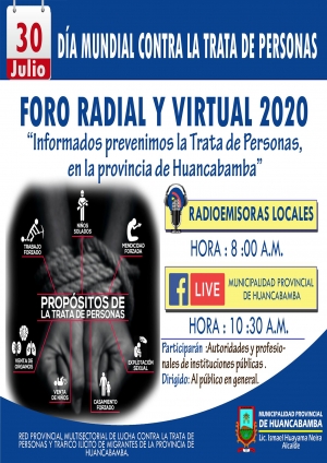 FORO RADIAL Y VIRTUAL 2020: INFORMADOS PREVENIMOS LA TRATA DE PERSONAS