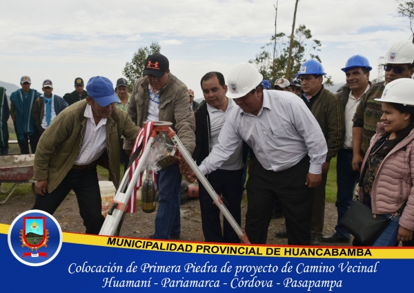 CON CEREMONIA DE COLOCACIÓN DE PRIMERA PIEDRA INICIÓ LA REHABILITACIÓN DEL CAMINO VECINAL HUAMANÍ, PARIAMARCA, CÓRDOVA, PASAPAMPA