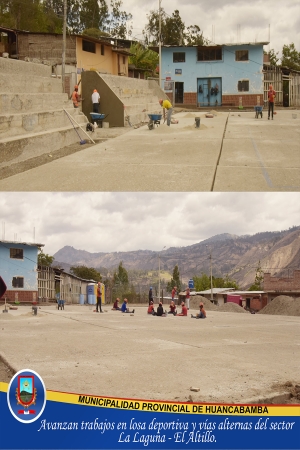 AVANZAN TRABAJOS EN ACTIVIDAD DE LOSA DEPORTIVA Y VÍAS ALTERNAS EN SECTOR LA LAGUNA - EL ALTILLO