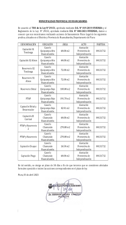 La Municipalidad Provincial de Huancabamba hace de conocimiento lo siguiente: