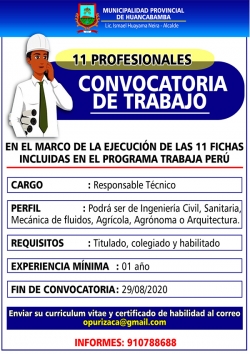 CONVOCATORIA DE TRABAJO