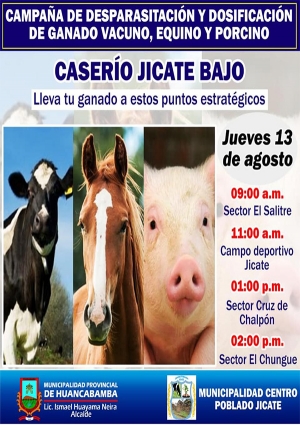 CAMPAÑA DE DESPARASITACIÓN Y DOSIFICACIÓN DE GANADO VACUNO, EQUINO Y PORCINO