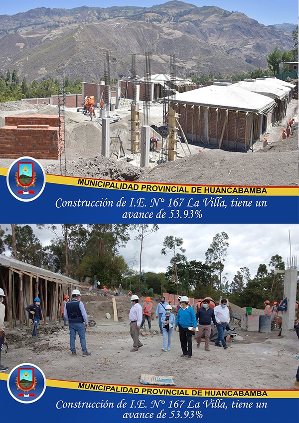 CONSTRUCCIÓN DE I.E. 167 LA VILLA TIENE UN AVANCE DE 53.93%