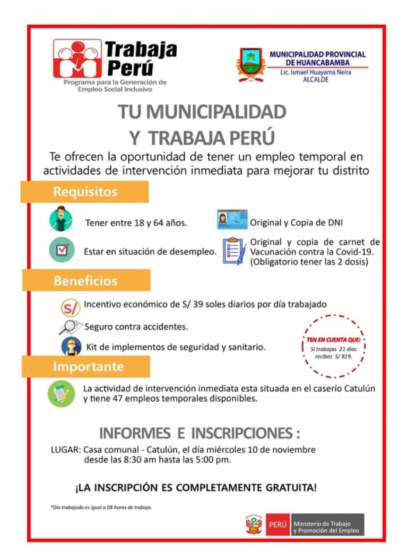 INSCRIPCIONES ABIERTAS PARA TRABAJO TEMPORAL