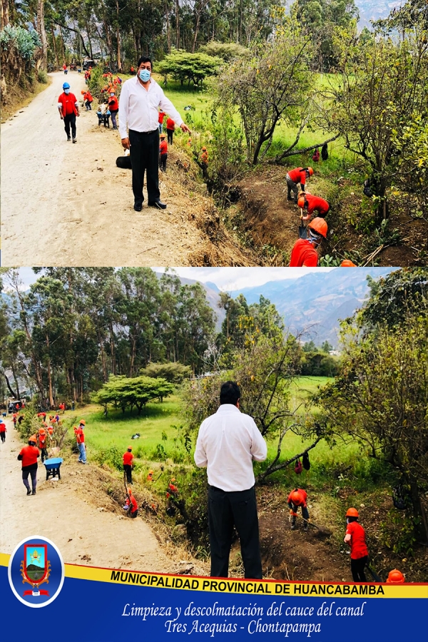 AVANZAN TRABAJOS EN ACTIVIDAD DE LIMPIEZA Y DESCOLMATACIÓN DEL CAUCE DEL CANAL TRES ACEQUIAS - CHONTAPAMPA