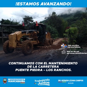 CONTINUAMOS CON EL MANTENIMIENTO DE LA CARRETERA PUENTE PIEDRA – LOS RANCHOS