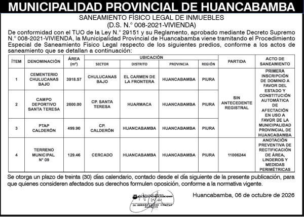 SANEAMIENTO FISICO LEGAL DE INMUEBLES (D.S. N.&deg; 008-2021-VIVIENDA)